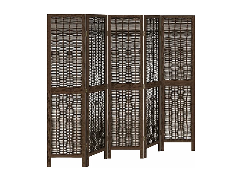 Cloison de séparation 5 panneaux marron foncé paulownia massif