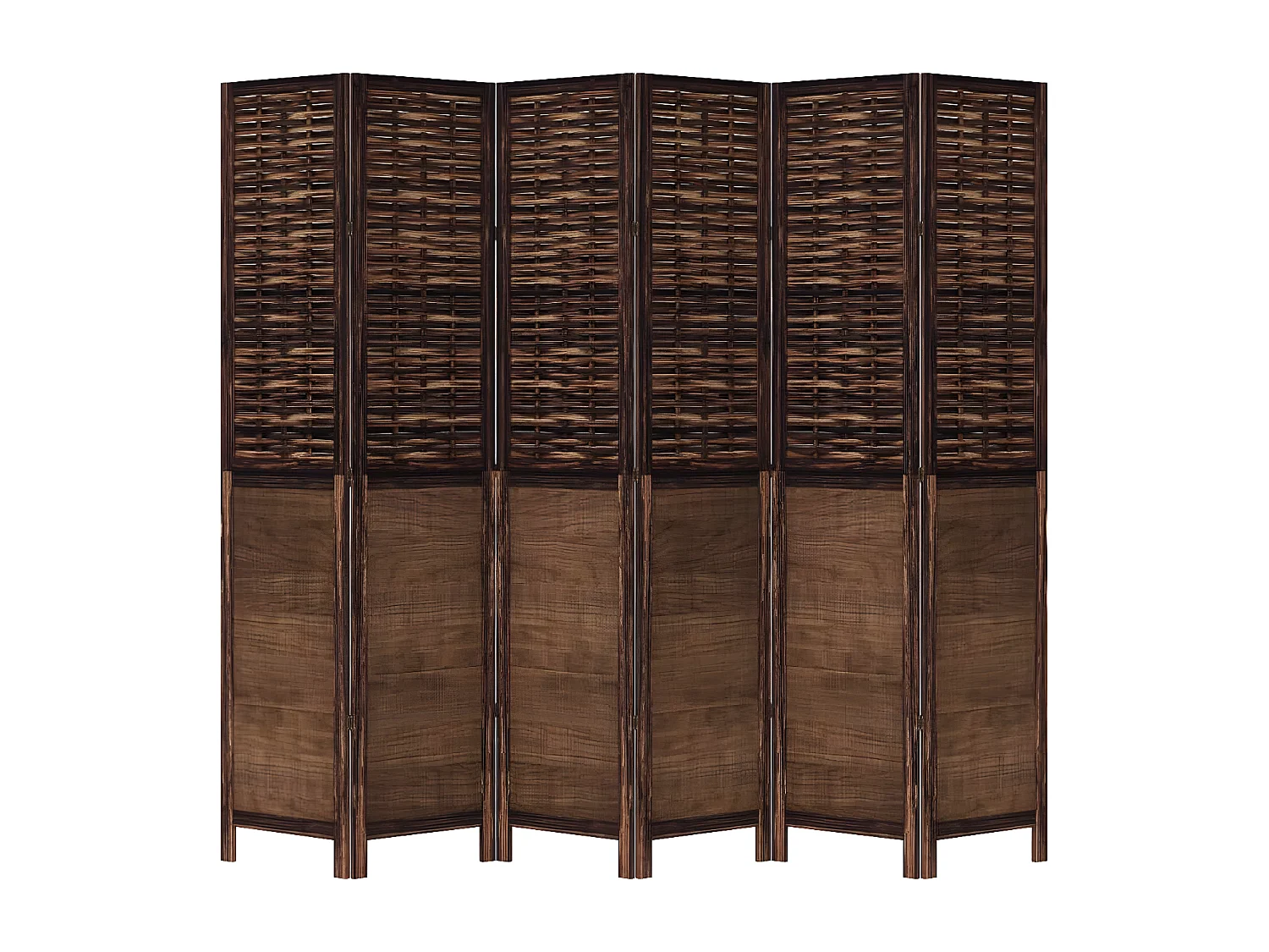 Cloison de séparation 6 panneaux marron foncé paulownia massif