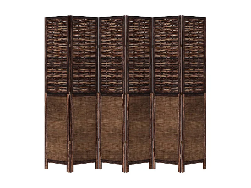 Cloison de séparation 6 panneaux marron foncé paulownia massif