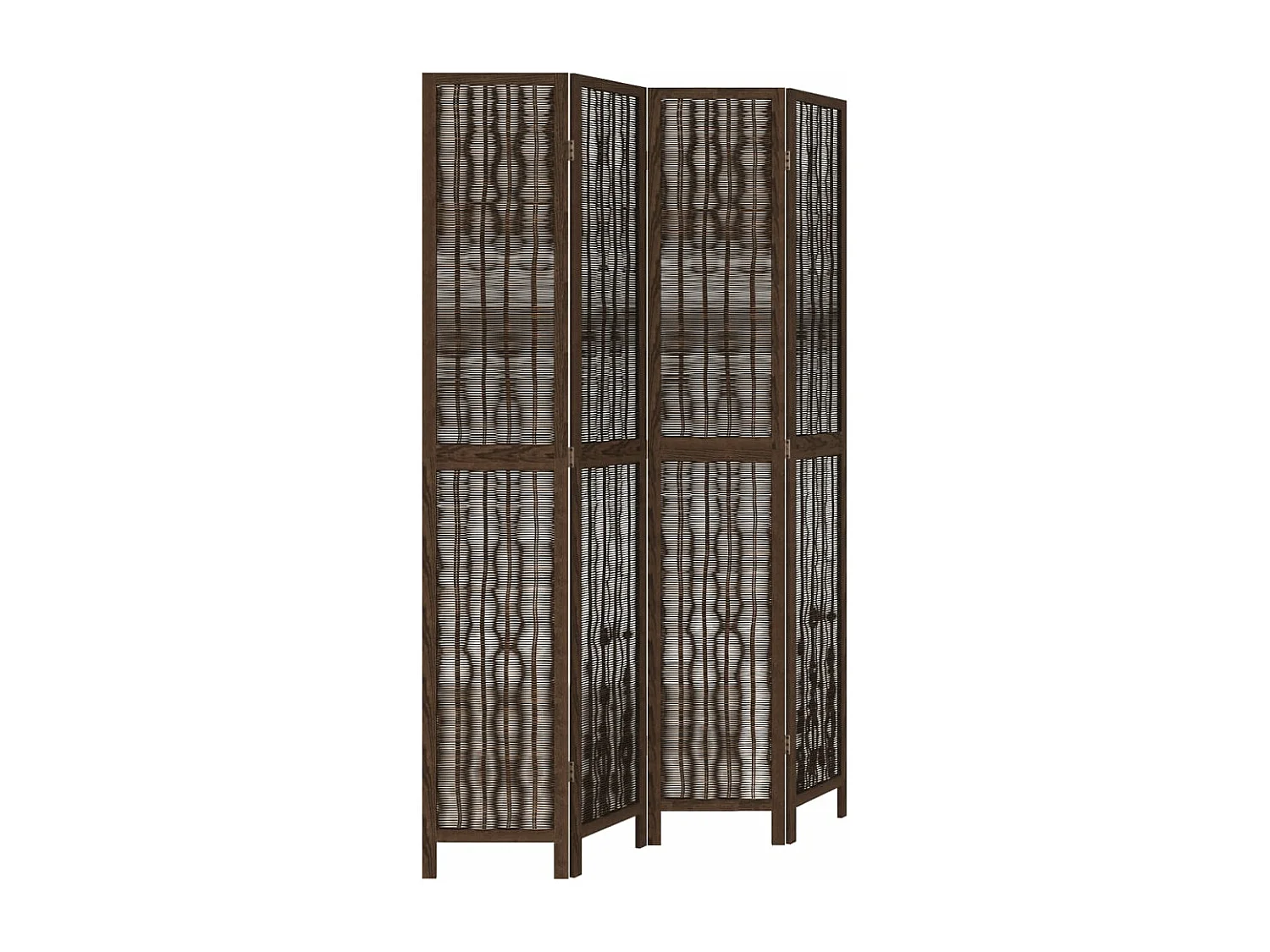 Cloison de séparation 4 panneaux marron foncé paulownia massif