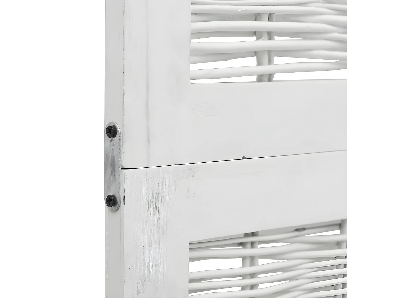 Cloison de séparation 6 panneaux blanc bois de paulownia massif