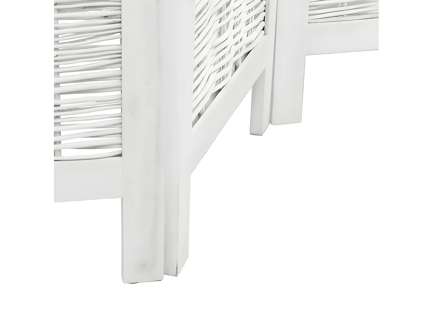 Cloison de séparation 3 panneaux blanc bois de paulownia massif