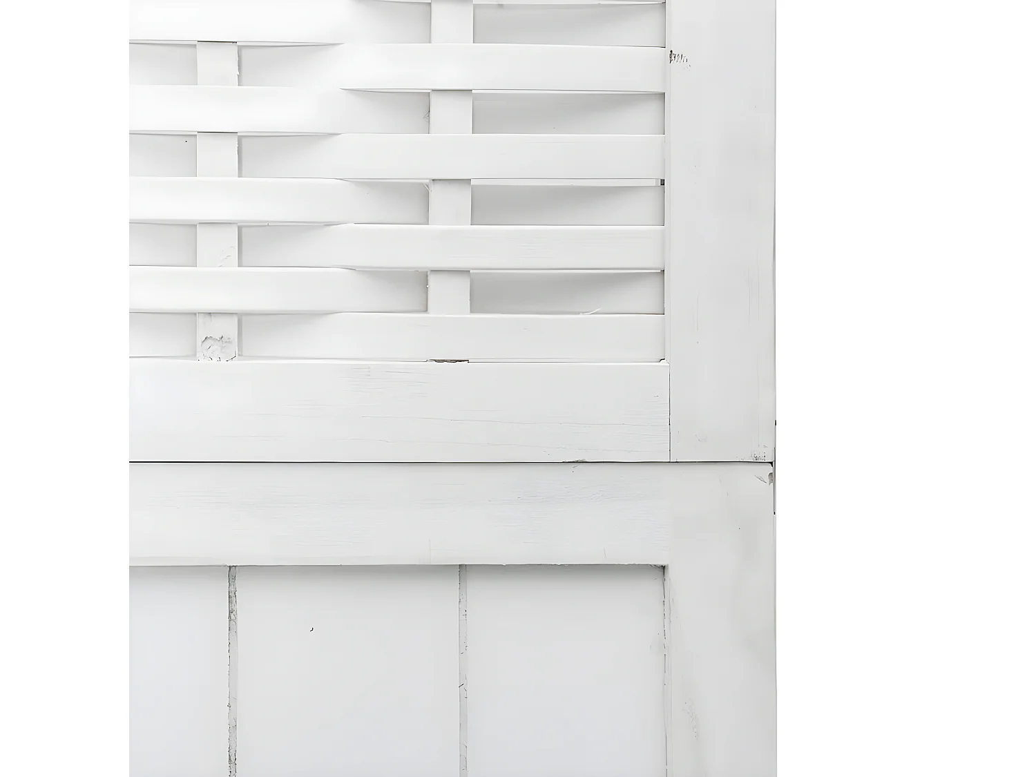 Cloison de séparation 4 panneaux blanc bois de paulownia massif