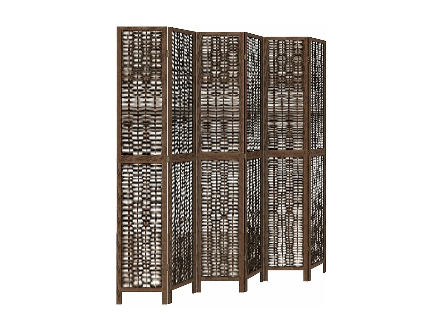 Cloison de séparation 6 panneaux marron foncé paulownia massif