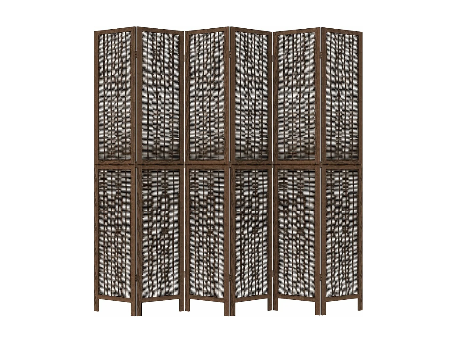 Cloison de séparation 6 panneaux marron foncé paulownia massif