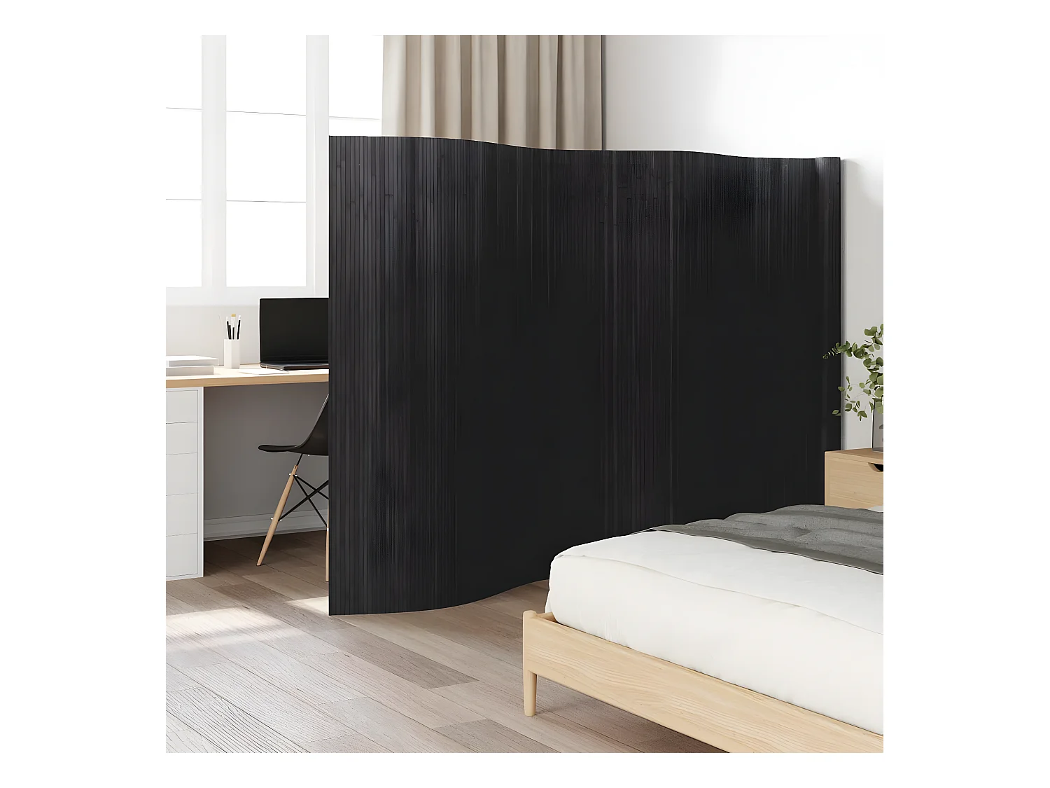 Cloison de séparation gris 165x600 bambou