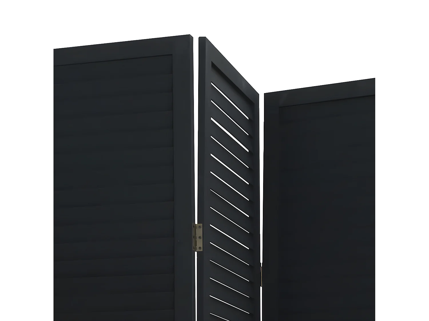 Cloison de séparation 3 panneaux noir bois de paulownia massif