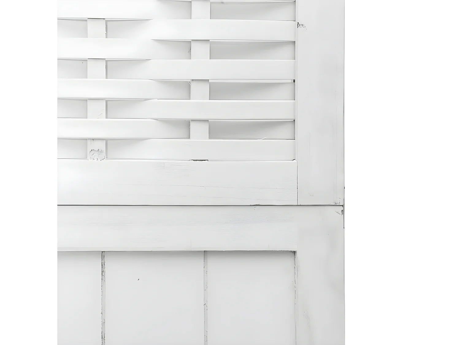 Cloison de séparation 4 panneaux blanc bois de paulownia massif