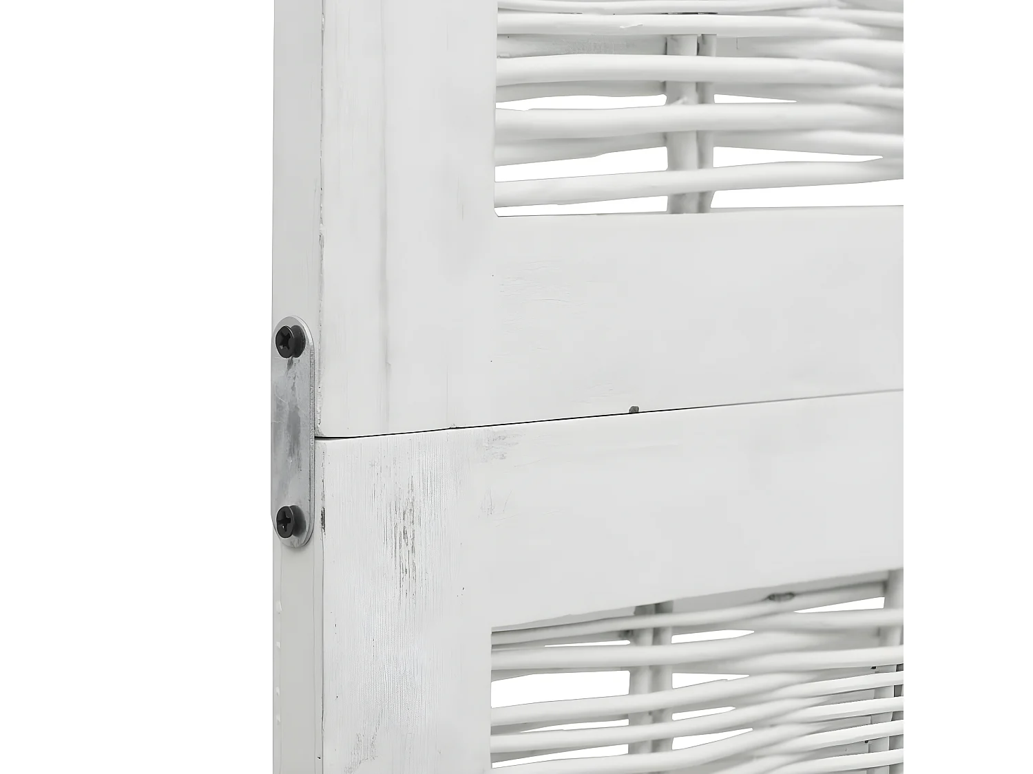 Cloison de séparation 4 panneaux blanc bois de paulownia massif