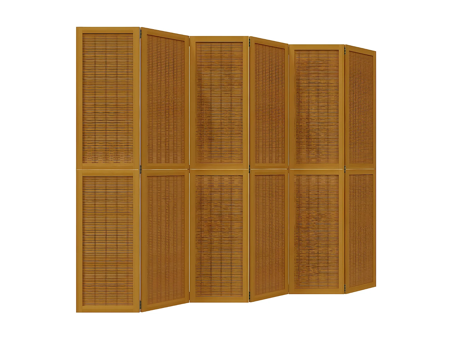 Cloison de séparation 6 panneaux marron bois paulownia massif