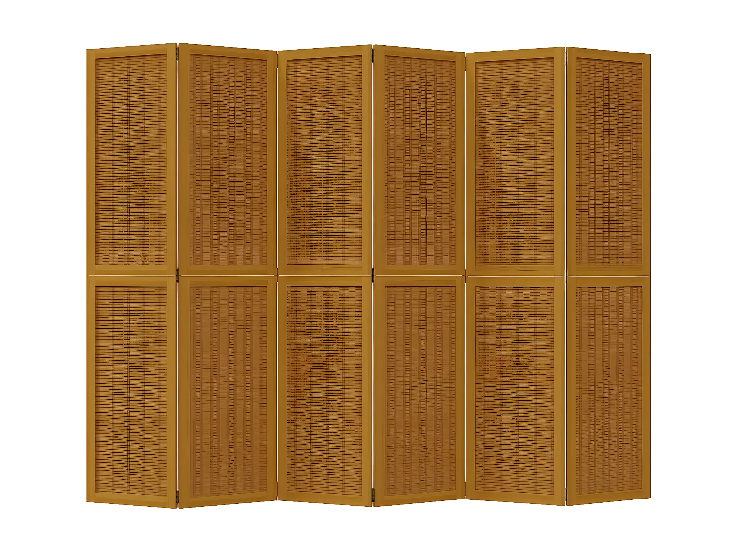 Cloison de séparation 6 panneaux marron bois paulownia massif