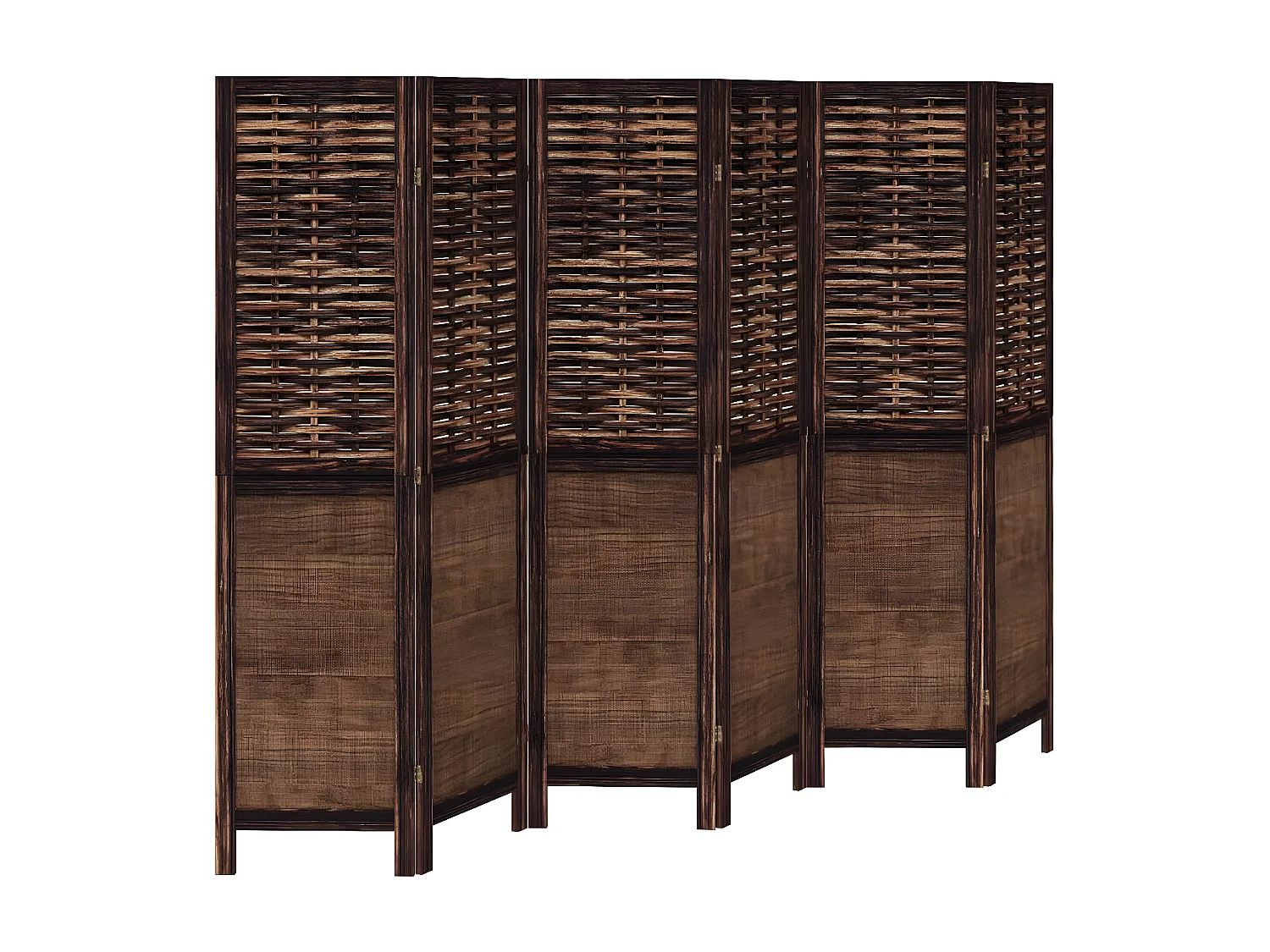 Cloison de séparation 6 panneaux marron foncé paulownia massif