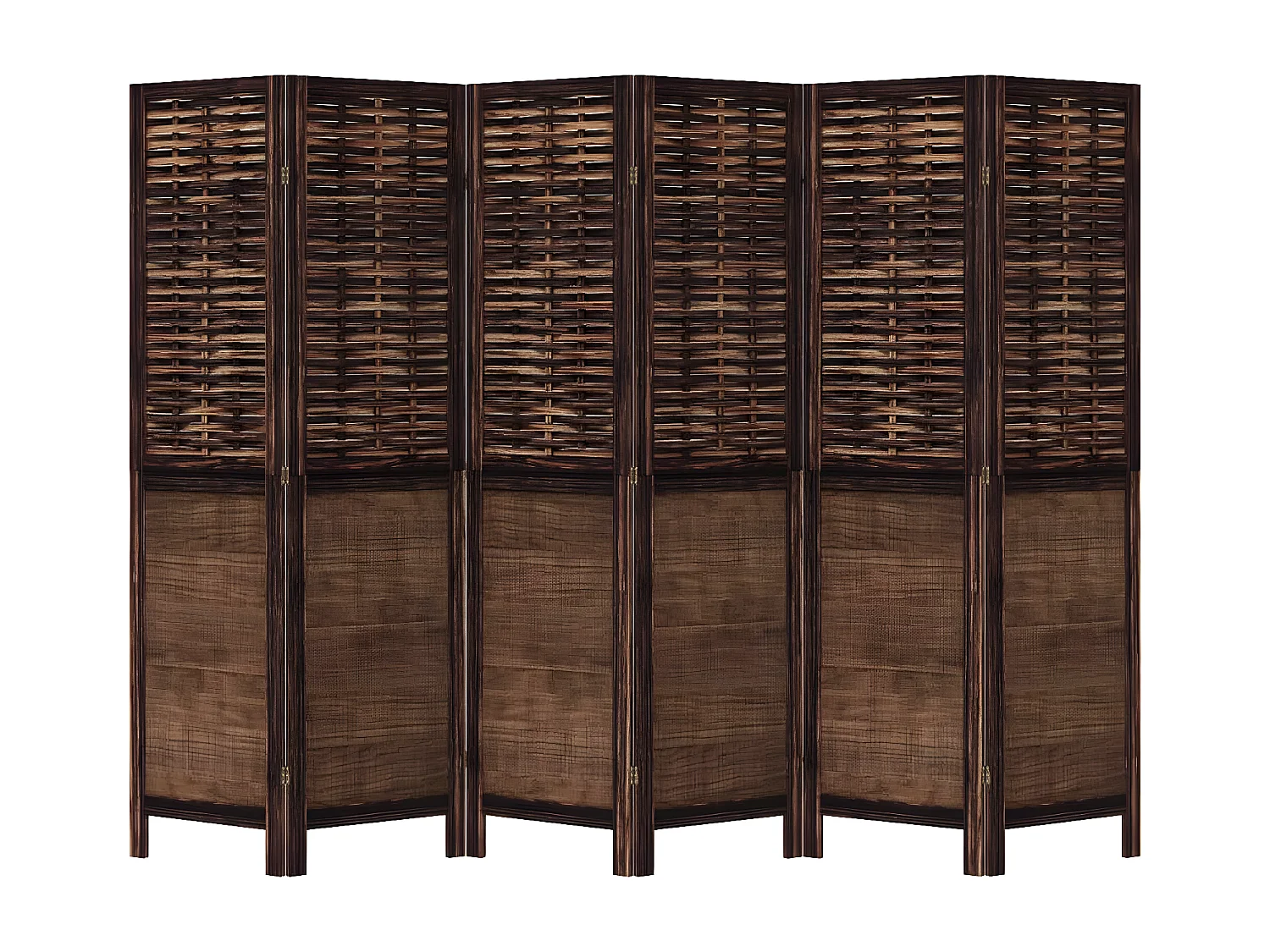 Cloison de séparation 6 panneaux marron foncé paulownia massif