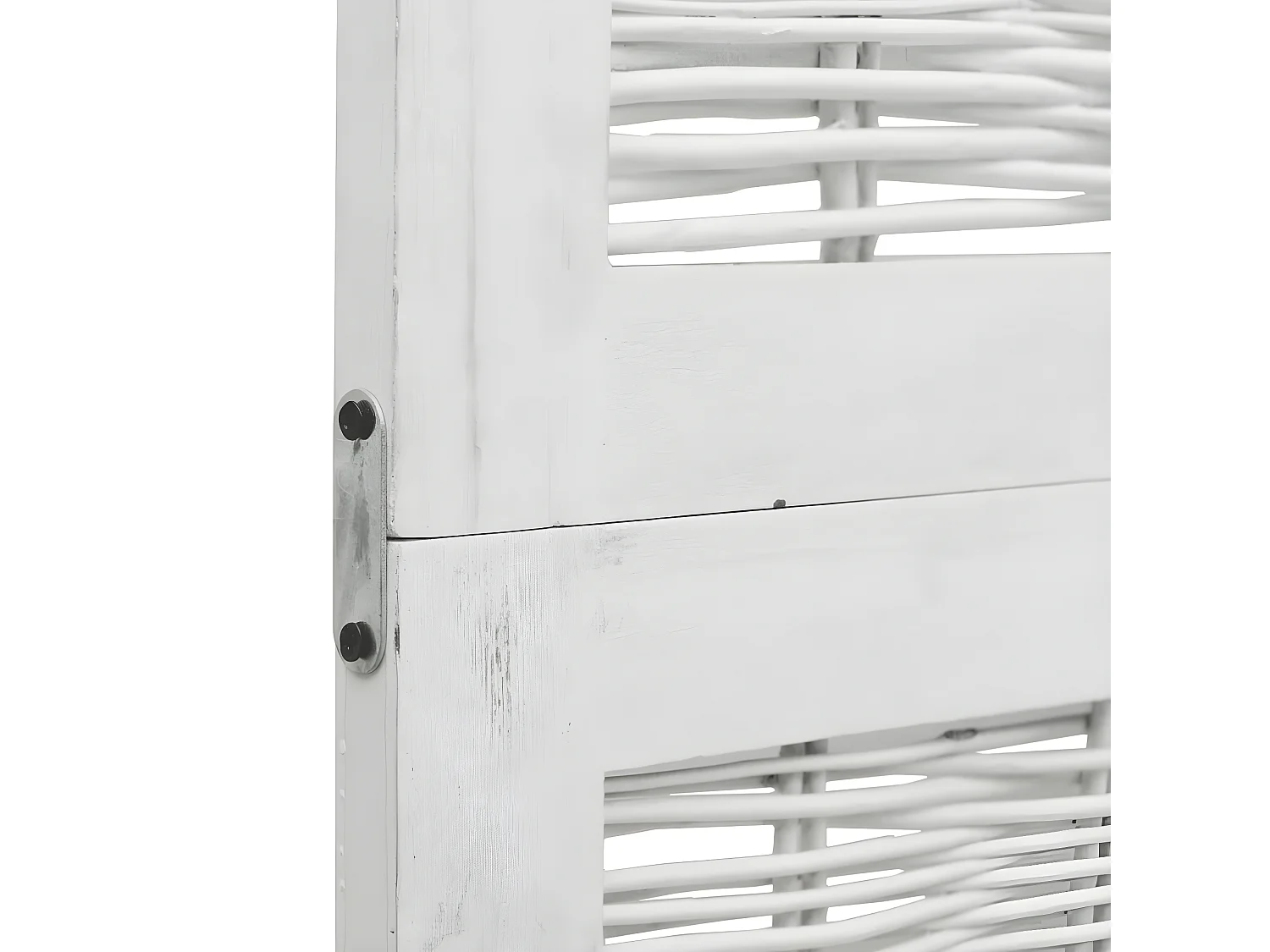 Cloison de séparation 3 panneaux blanc bois de paulownia massif