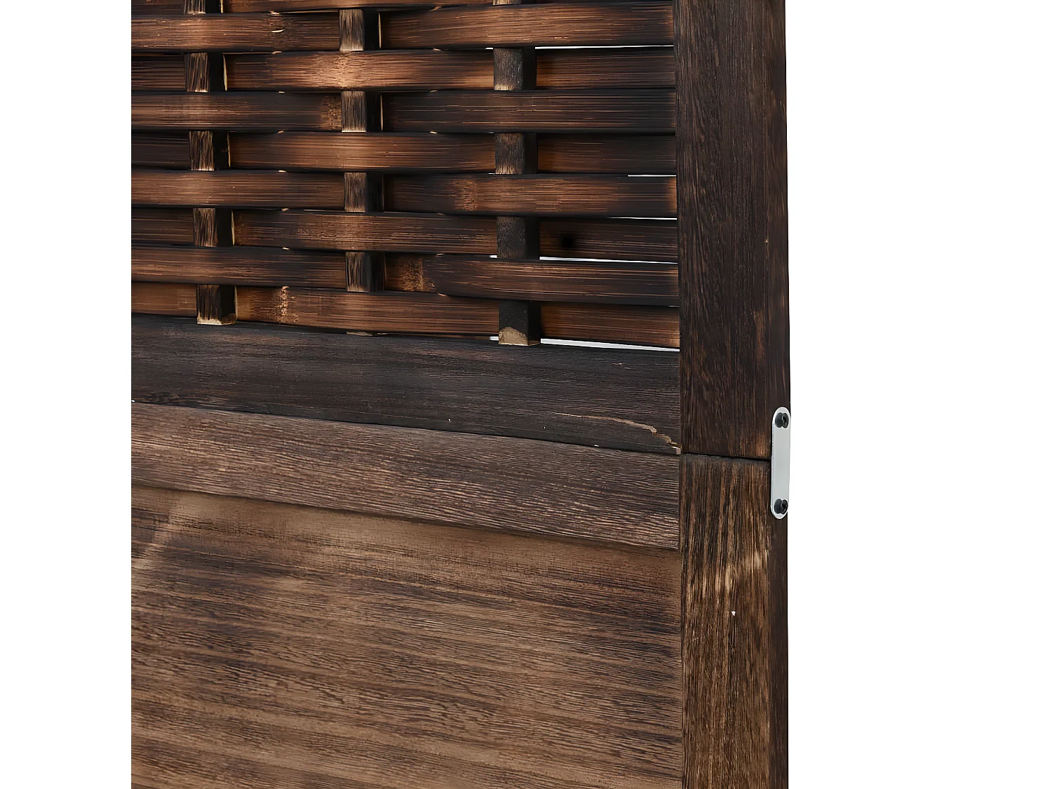 Cloison de séparation 4 panneaux marron foncé paulownia massif