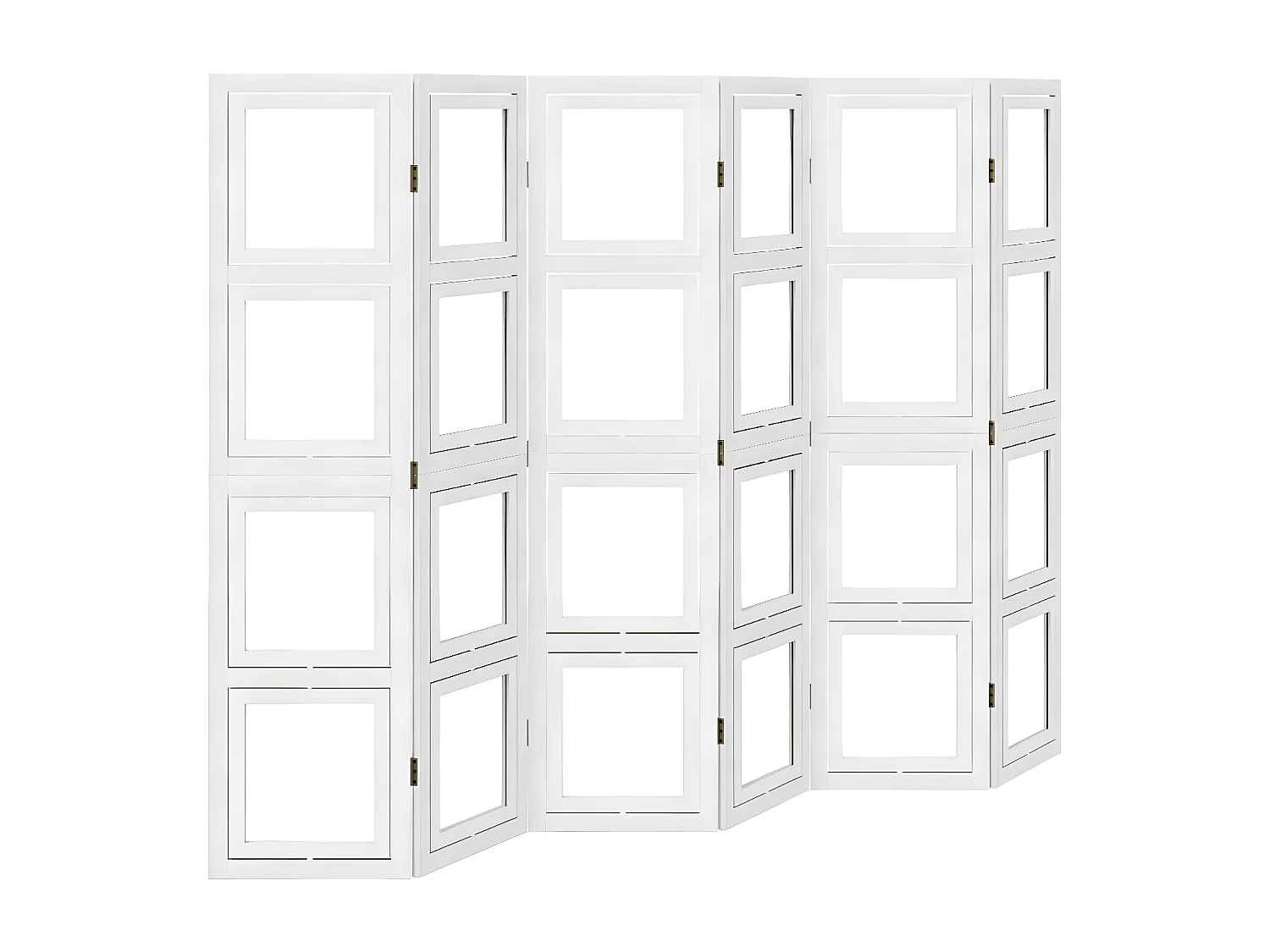 Cloison de séparation 6 panneaux blanc bois de paulownia massif