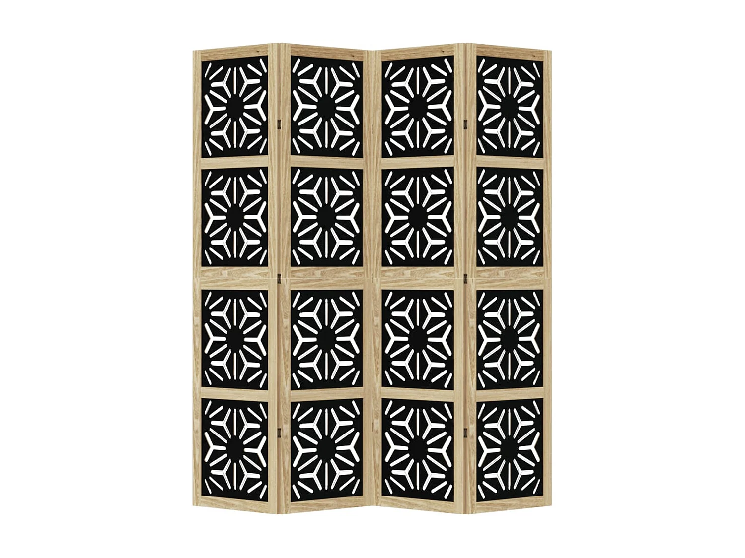 Cloison de séparation 4 panneaux marron noir paulownia massif