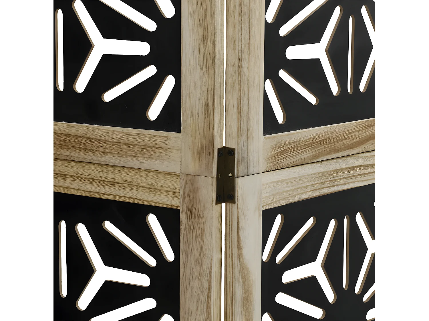 Cloison de séparation 4 panneaux marron noir paulownia massif