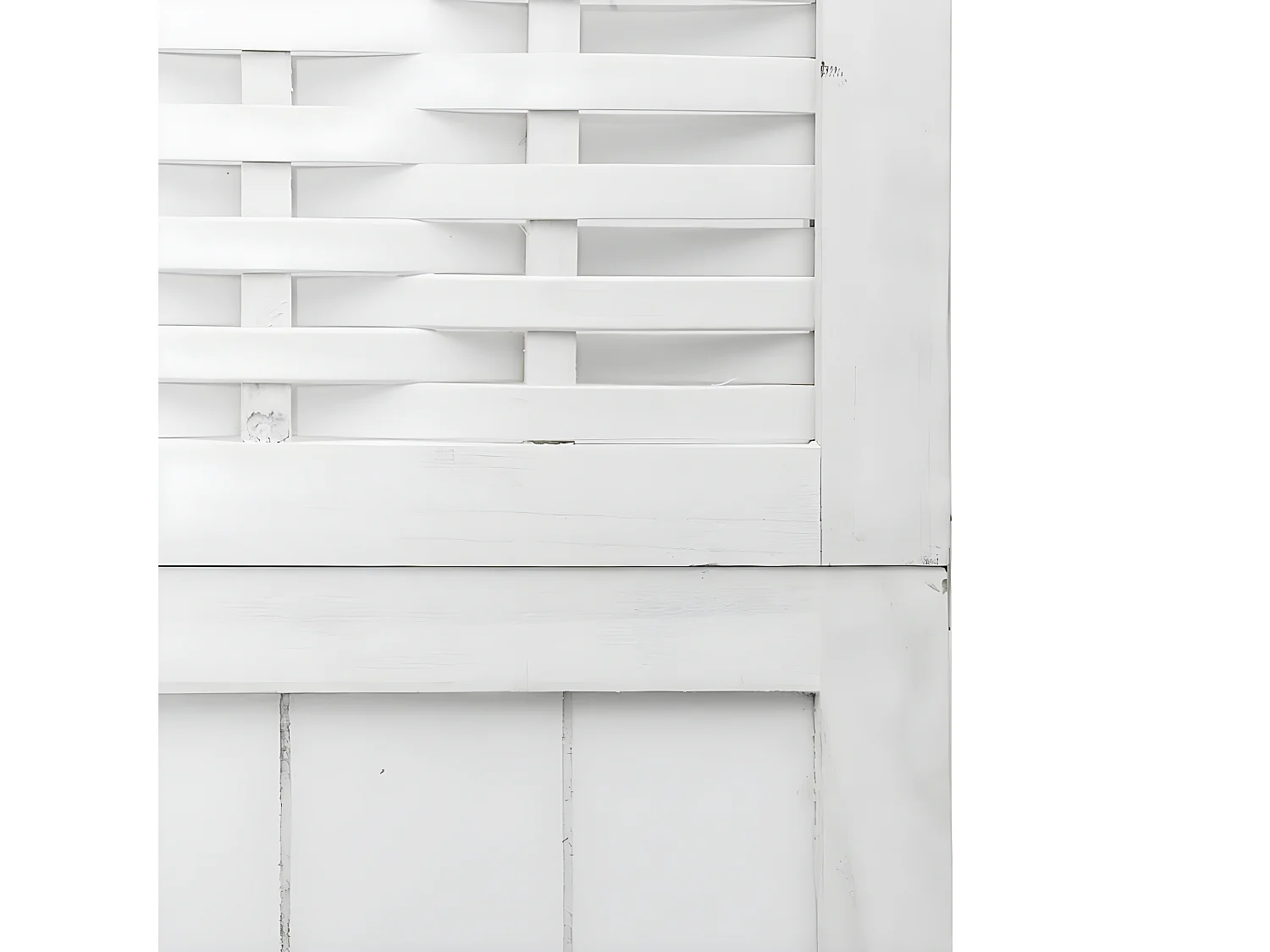 Cloison de séparation 4 panneaux blanc bois de paulownia massif