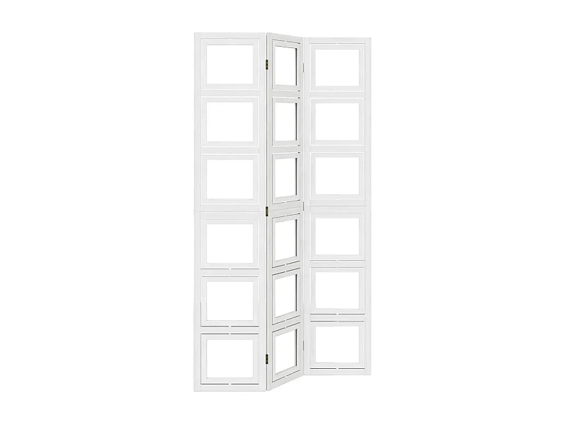 Cloison de séparation 3 panneaux blanc bois de paulownia massif