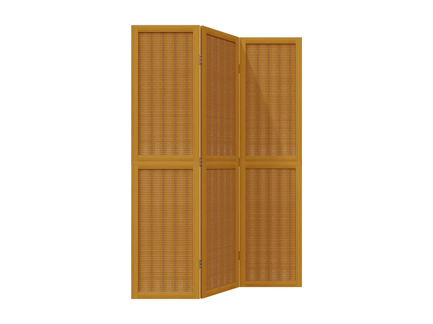 Cloison de séparation 3 panneaux marron bois paulownia massif