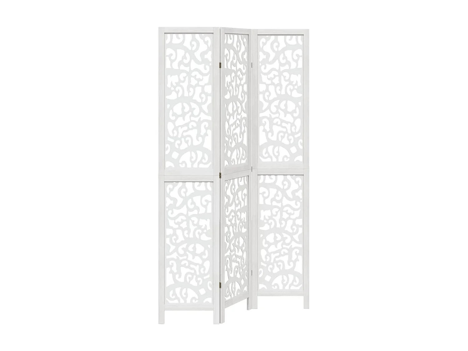 Cloison de séparation 3 panneaux blanc bois de paulownia massif