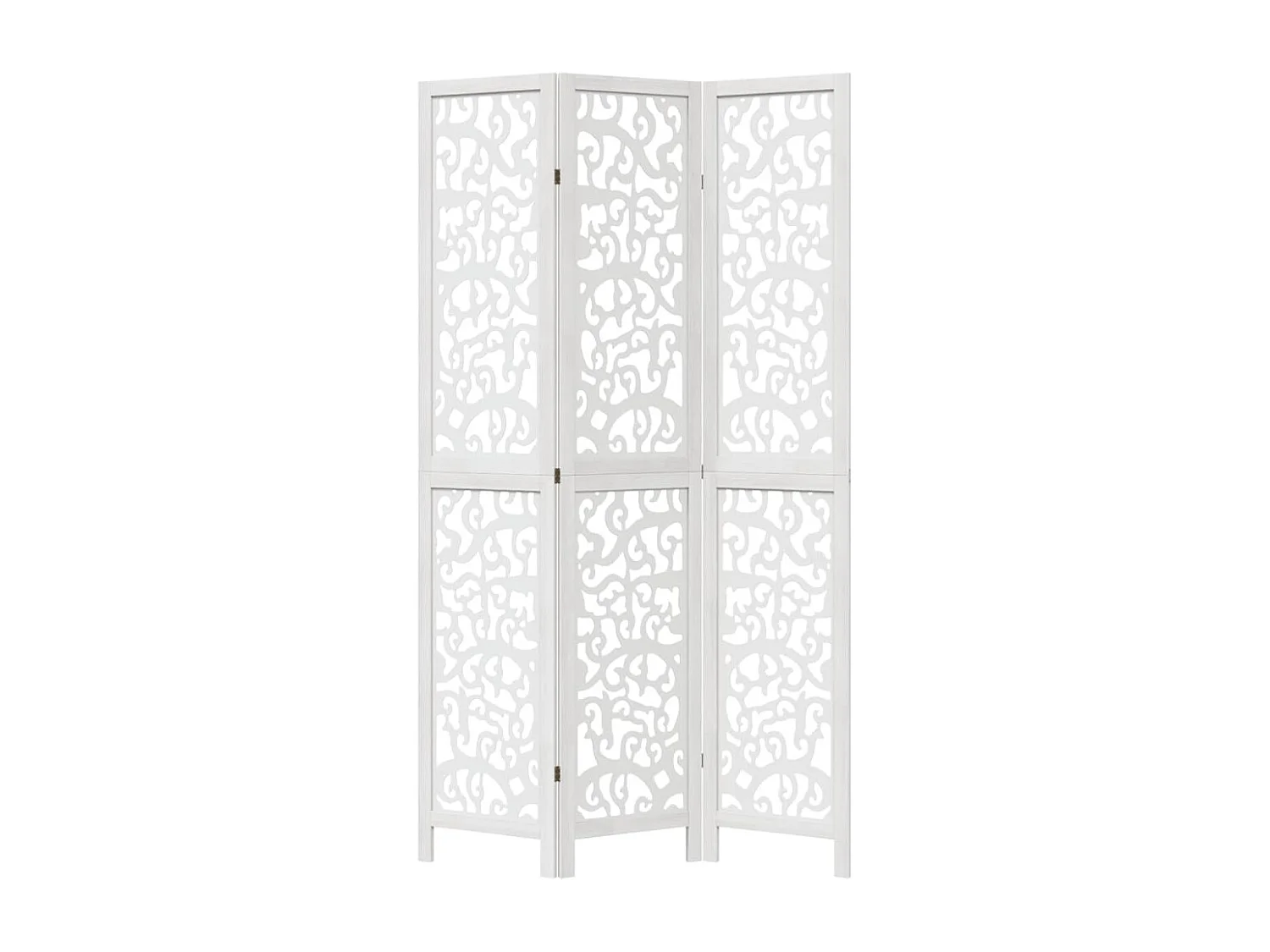 Cloison de séparation 3 panneaux blanc bois de paulownia massif