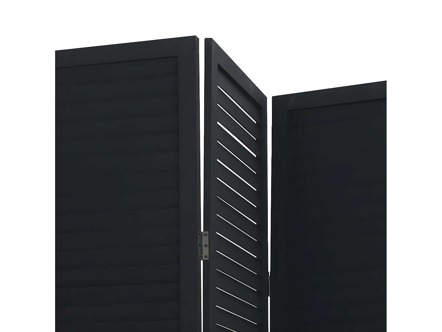 Cloison de séparation 6 panneaux noir bois de paulownia massif