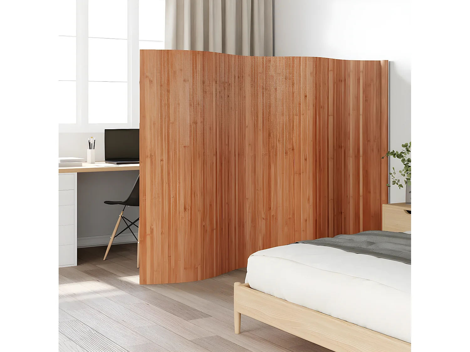 Cloison de séparation marron 165x400 bambou