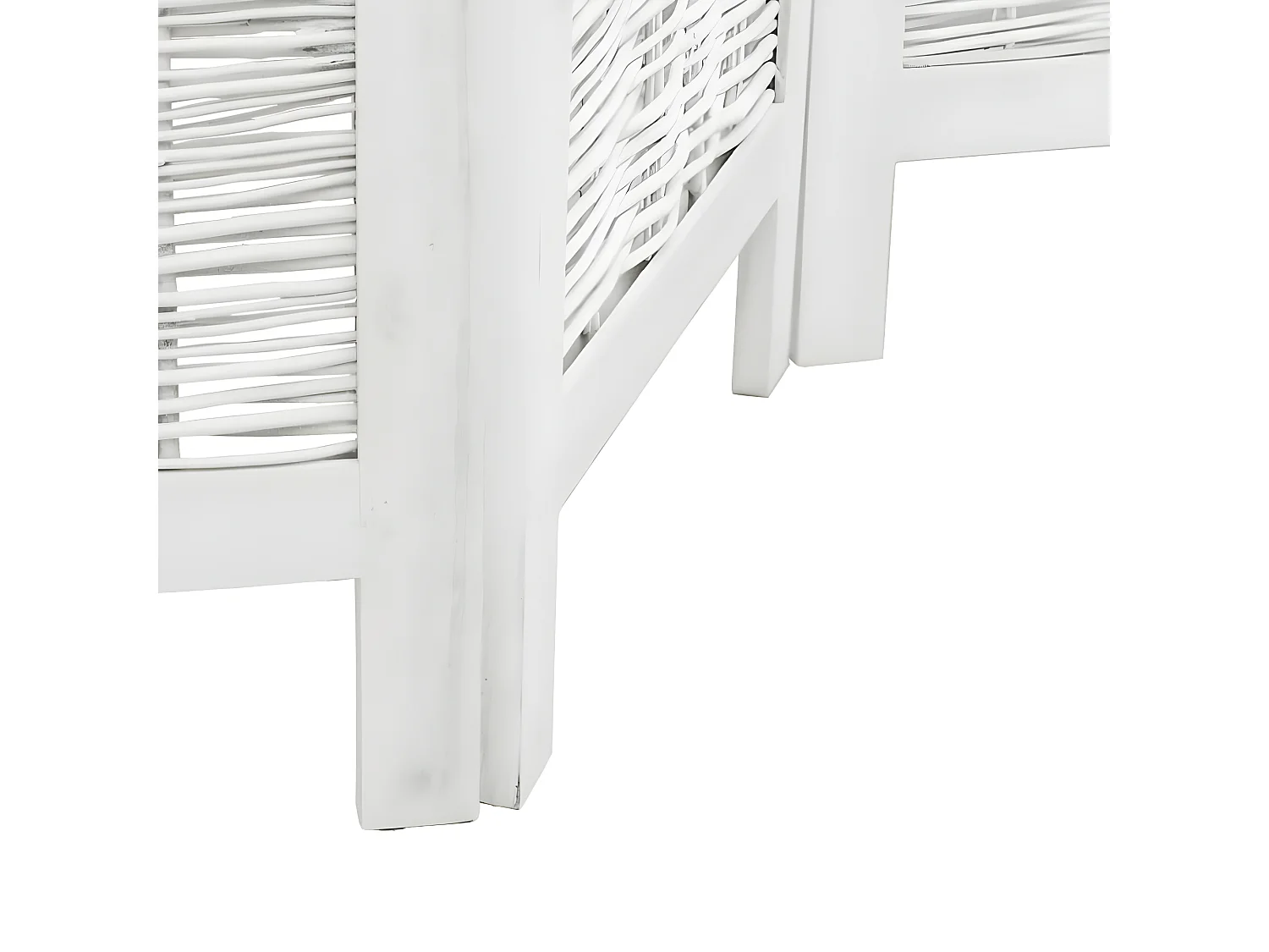 Cloison de séparation 4 panneaux blanc bois de paulownia massif