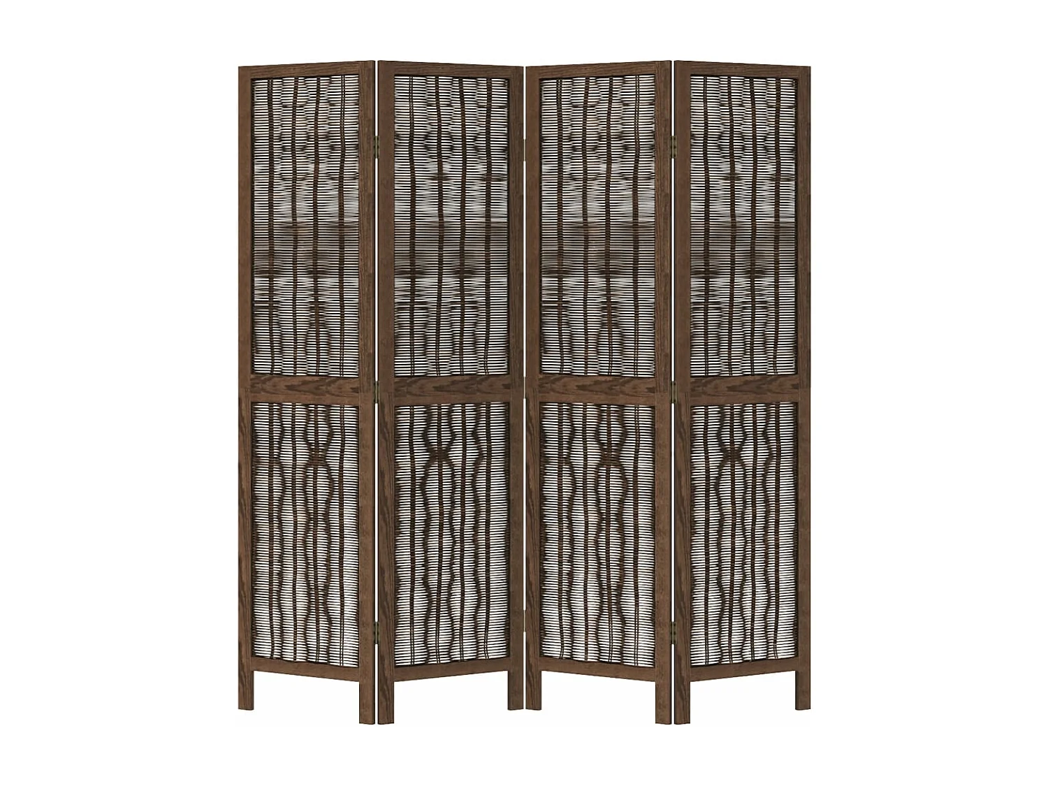 Cloison de séparation 4 panneaux marron foncé paulownia massif