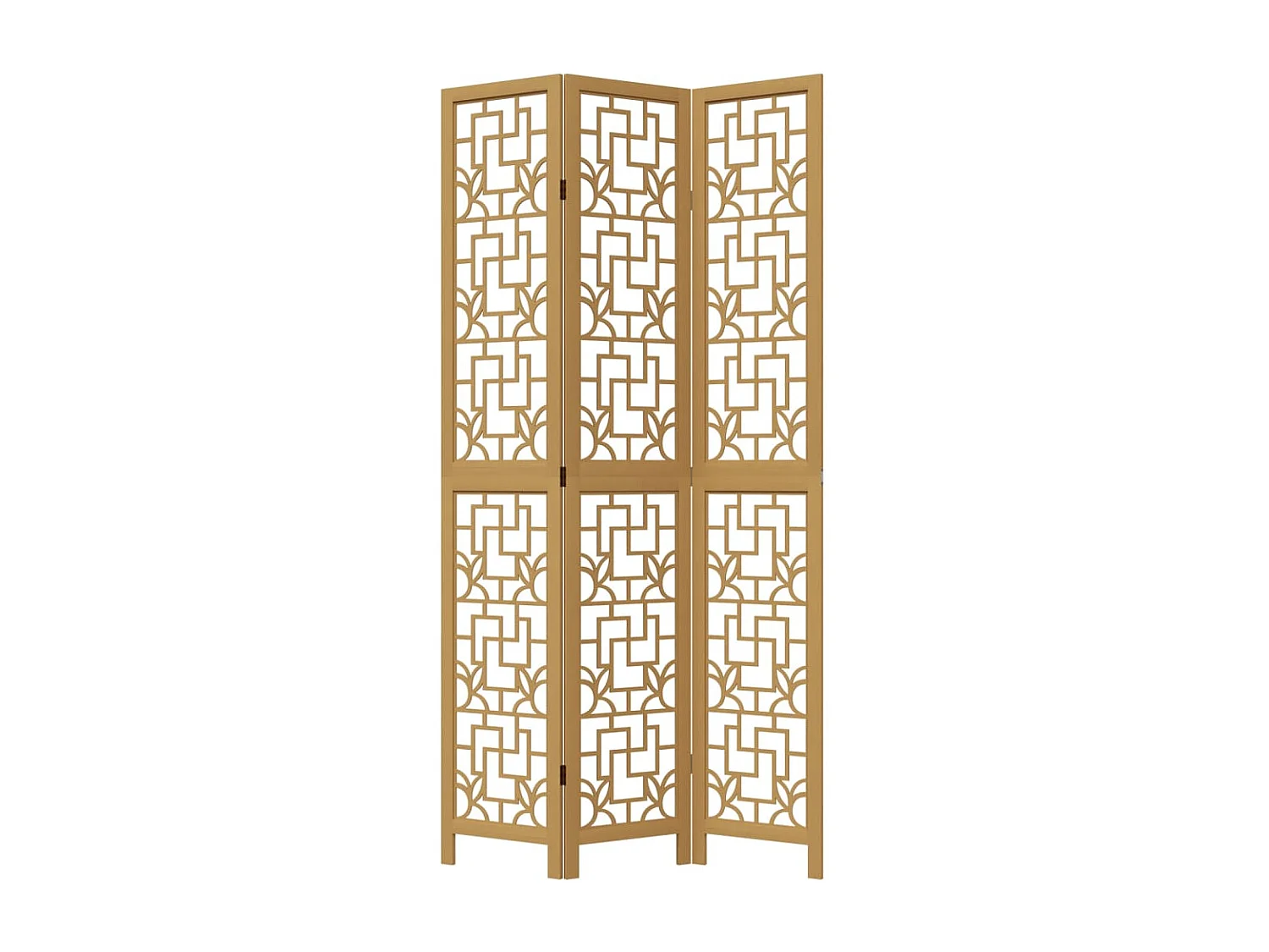 Cloison de séparation 3 panneaux marron bois paulownia massif