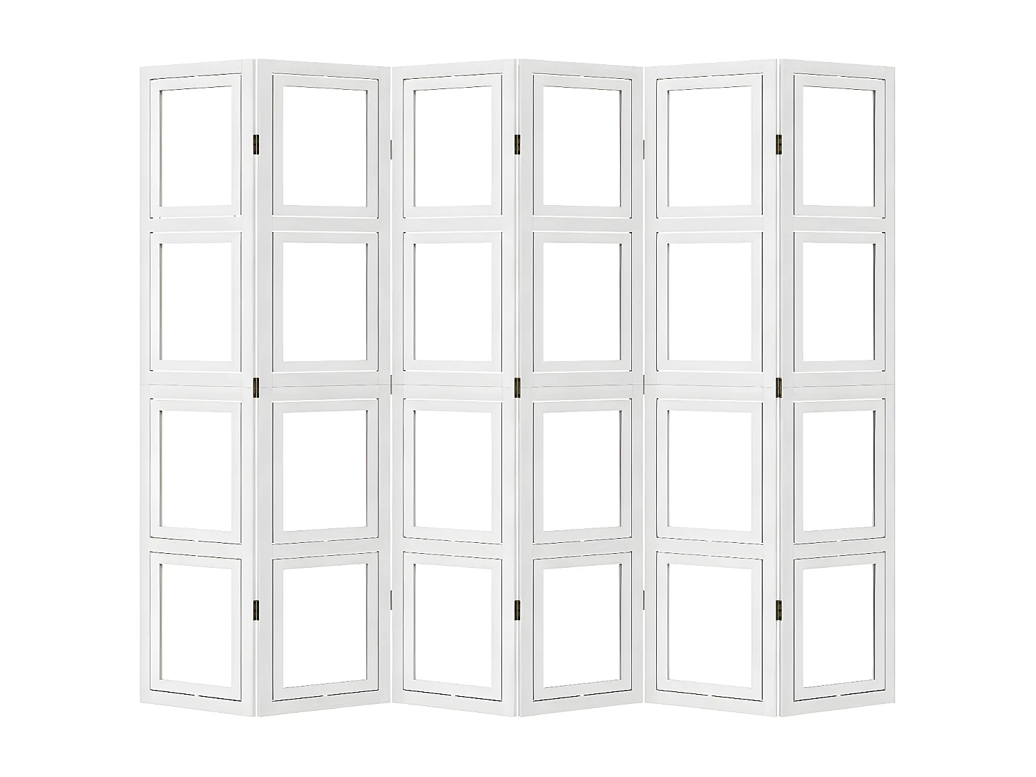 Cloison de séparation 6 panneaux blanc bois de paulownia massif