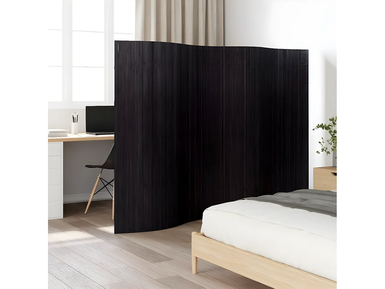 Cloison de séparation noir 165x250 bambou