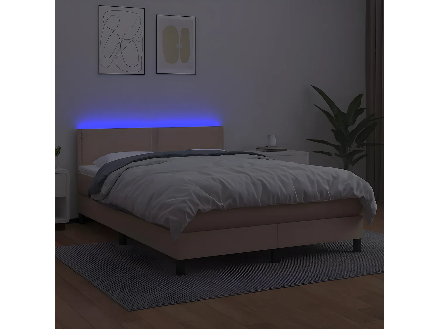 Sommier à lattes de lit avec matelas LED Cappuccino 140x200
