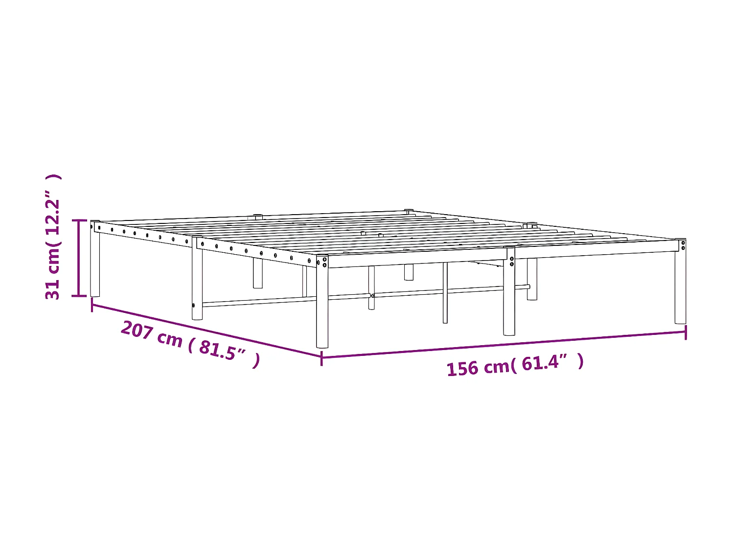 Cadre de lit métal noir 150x200