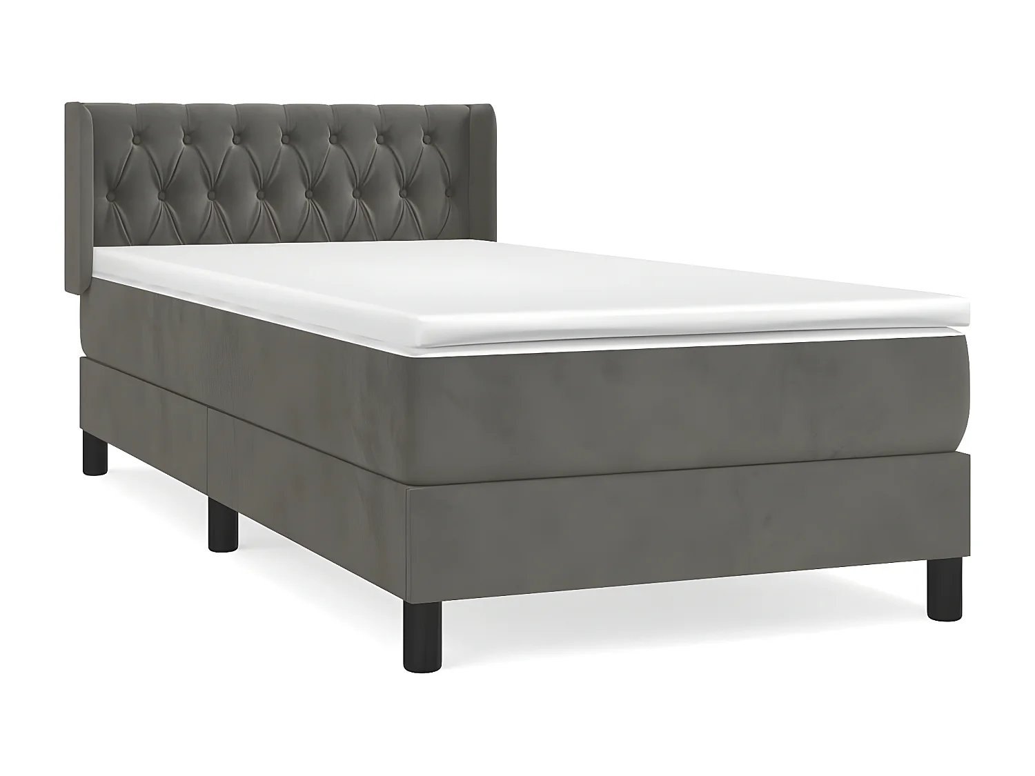 Sommier à lattes de lit et matelas Gris foncé 90x190 Velours