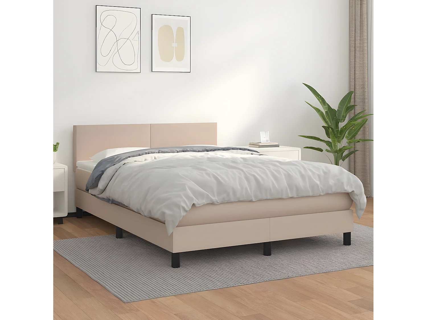 Sommier à lattes de lit avec matelas Cappuccino 140x200