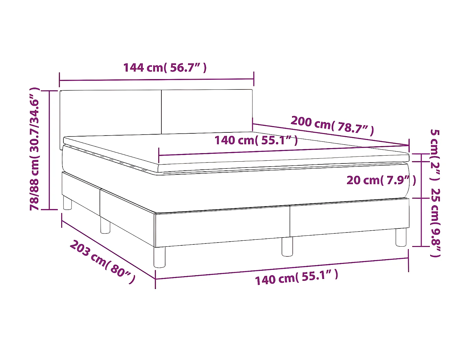 Sommier à lattes de lit avec matelas Cappuccino 140x200