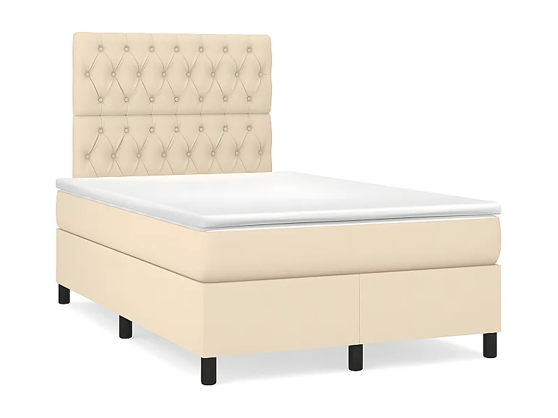 Sommier à lattes de lit avec matelas crème 120x190 tissu