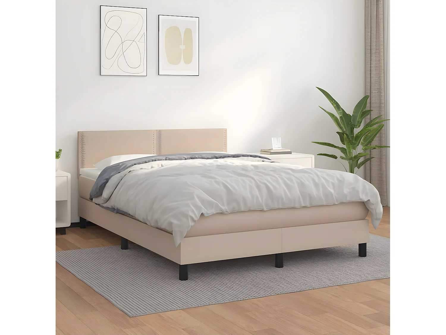 Sommier à lattes de lit avec matelas Cappuccino 140x200