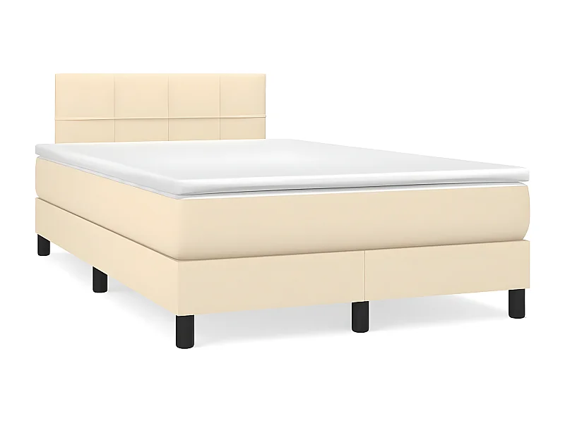 Sommier à lattes de lit matelas et LED crème 120x190 tissu