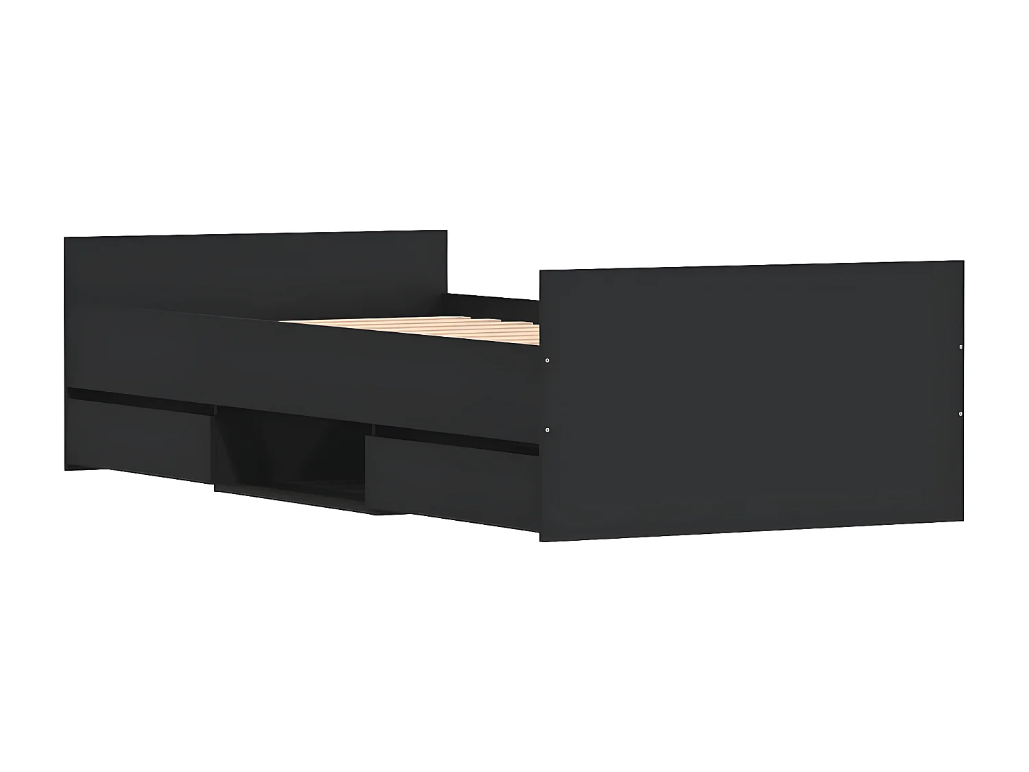 Cadre de lit avec tête de lit-pied de lit noir 90x190