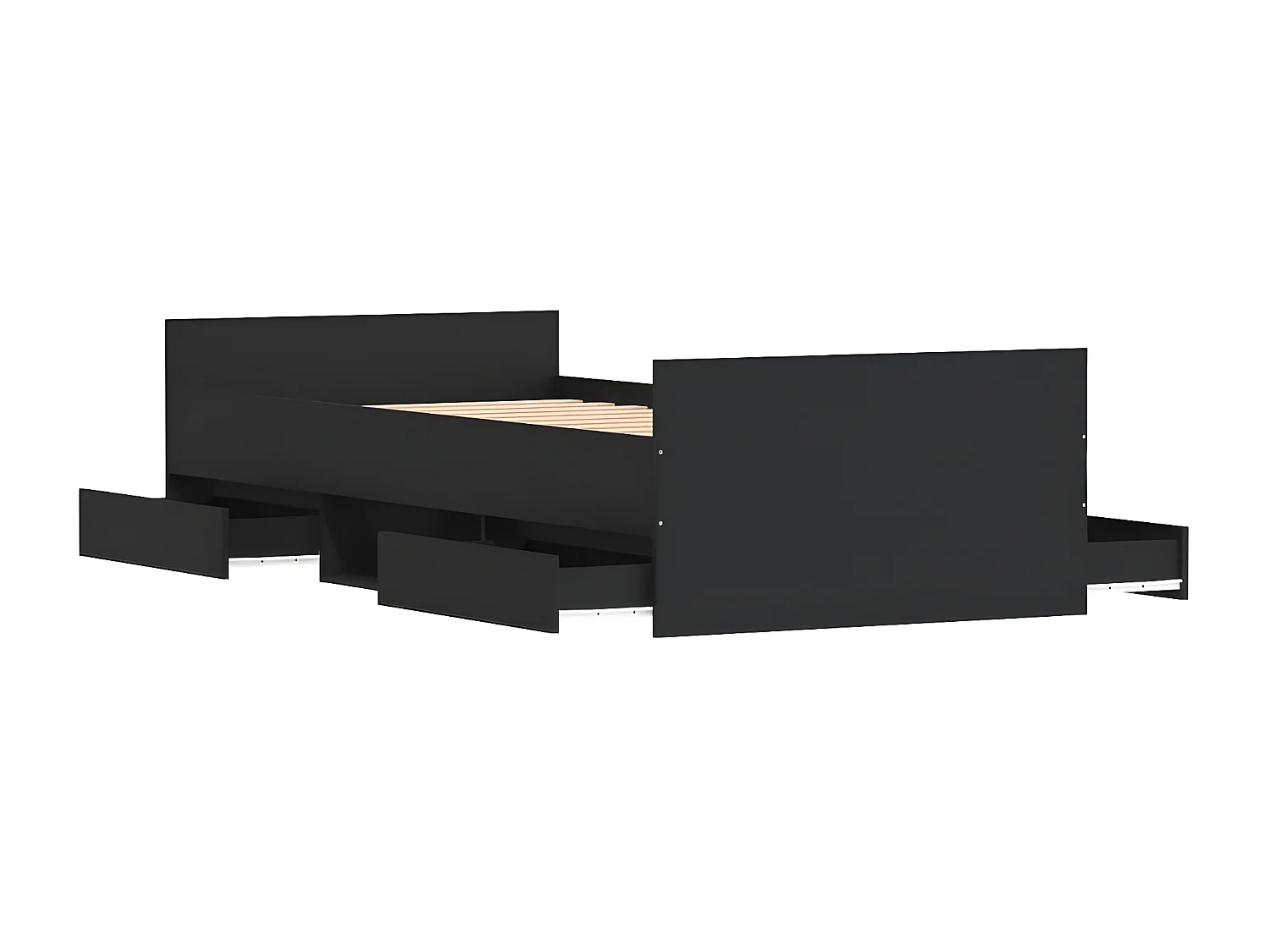 Cadre de lit avec tête de lit-pied de lit noir 90x190