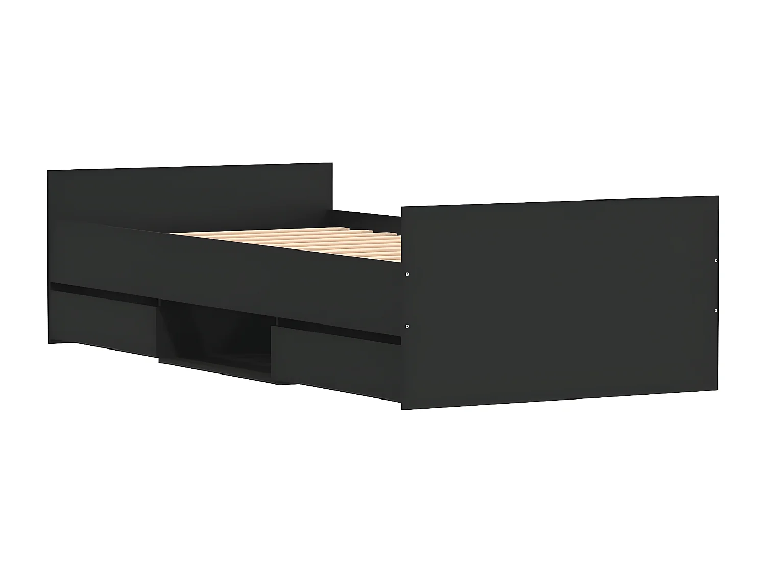 Cadre de lit avec tête de lit-pied de lit noir 90x190