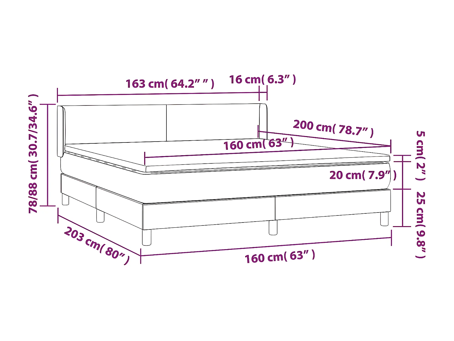 Sommier à lattes de lit avec matelas Gris 160x200 Similicuir