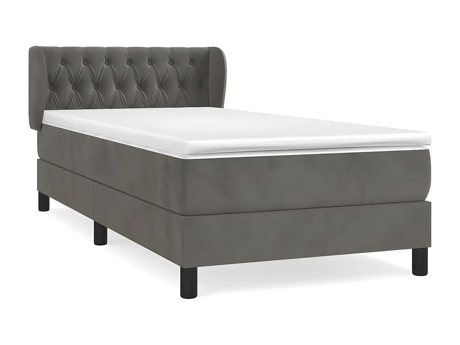 Sommier à lattes de lit et matelas Gris foncé 90x190 Velours