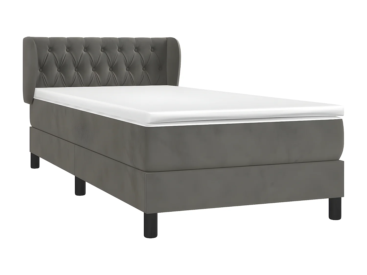 Sommier à lattes de lit et matelas Gris foncé 90x190 Velours