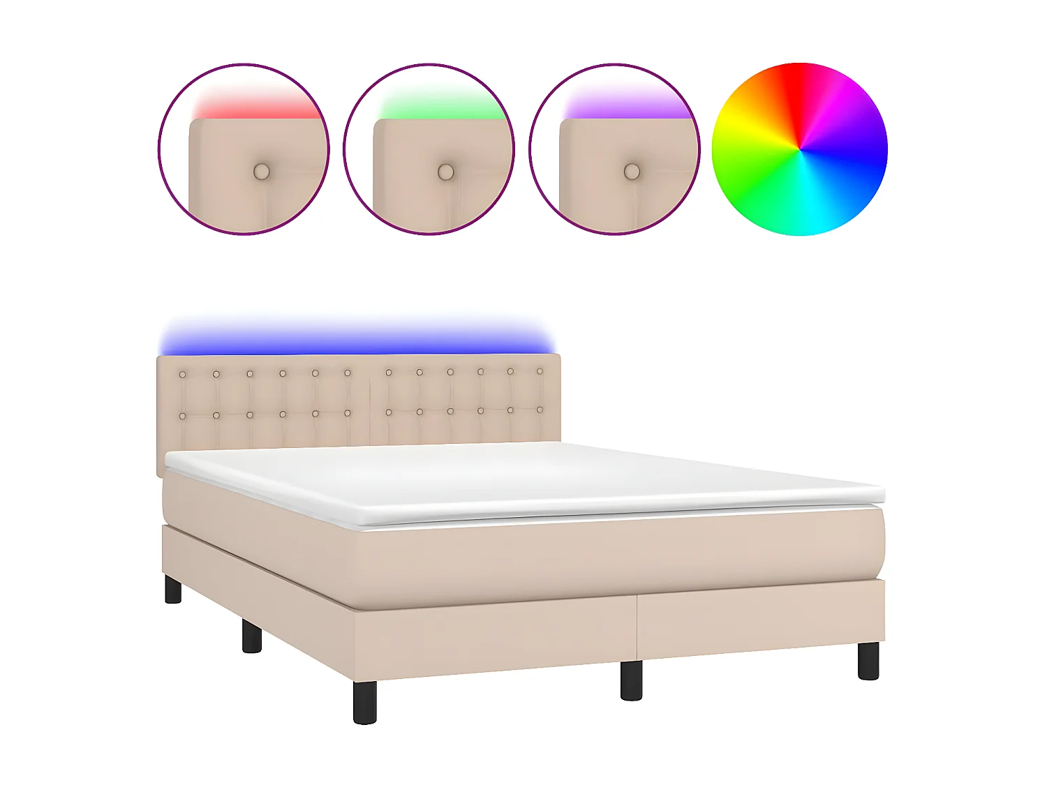 Sommier à lattes de lit avec matelas LED Cappuccino 140x200