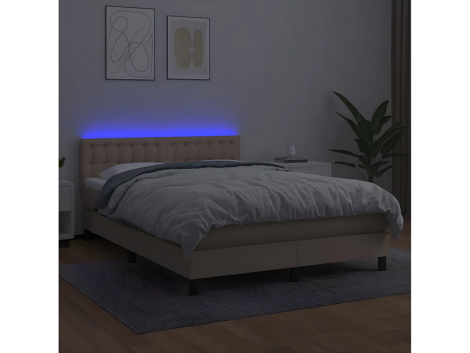 Sommier à lattes de lit avec matelas LED Cappuccino 140x200